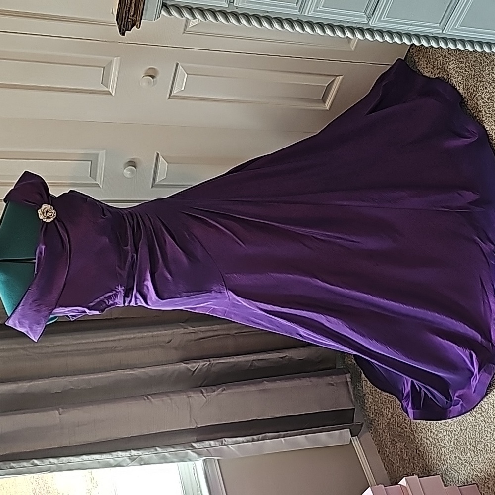 Plum colored evening dress